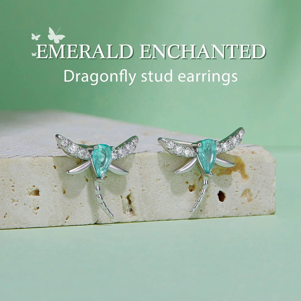 S&S 925 Silver Wings of Nature Earring & Ring Set – Hummingbird, Butterfly & Dragonfly – Platinum Plated – Collection