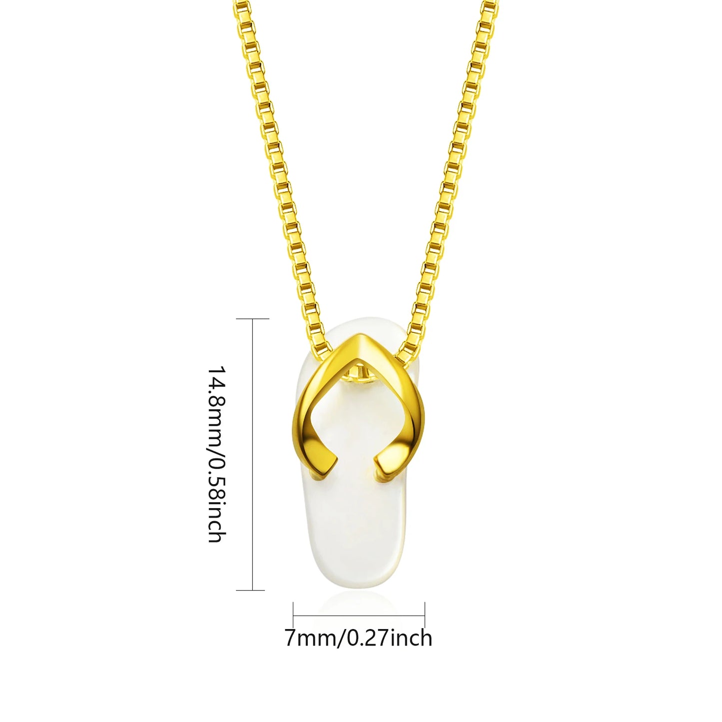 Gold Flip Flop Pendant | Shell Accent Fashion Necklace