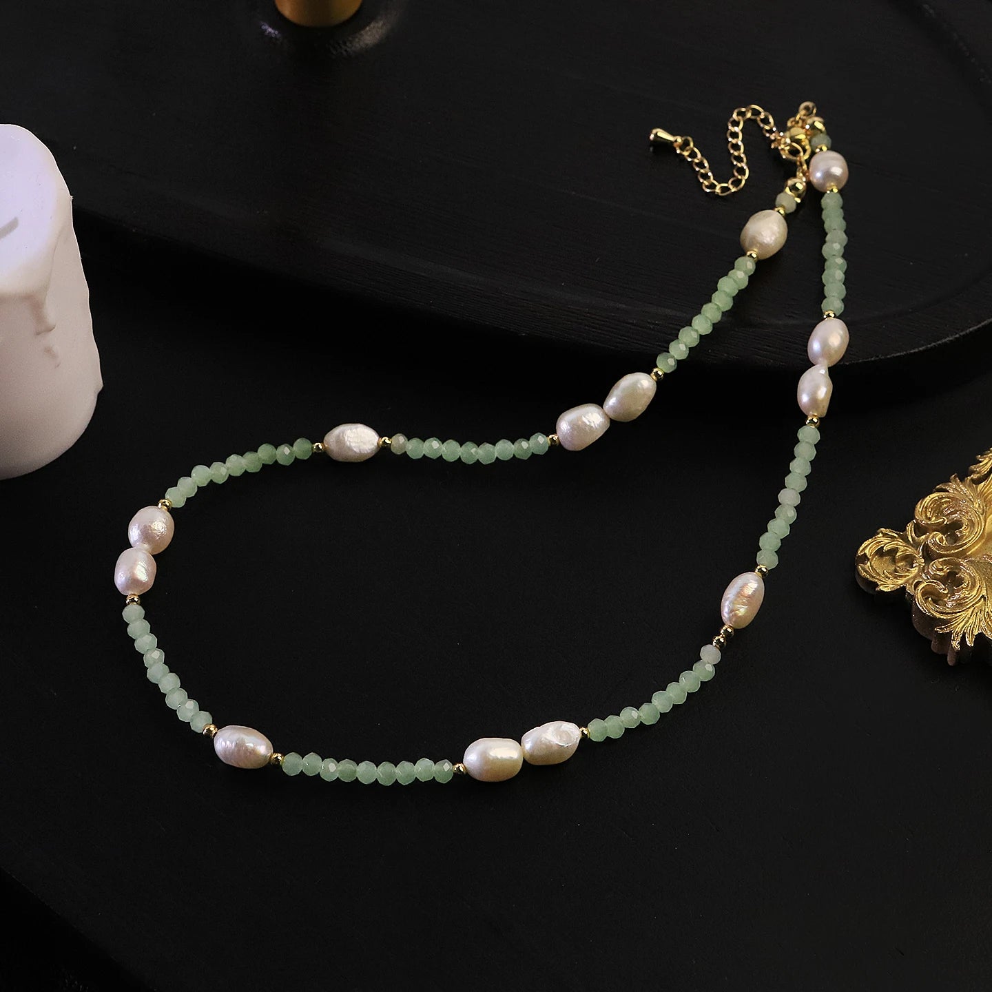 Natural Freshwater Pearl Crystal Beaded Necklace for Women Daily Wear Wedding Vacation Dainty Bridal Necklace Bohemian Jewelry