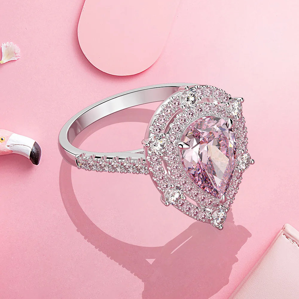 MuShan Jewelry Factory European and American Pure Silver High Carbon Diamond Ring 1.5ct Simulation Diamond 7*10 Full Diamonds