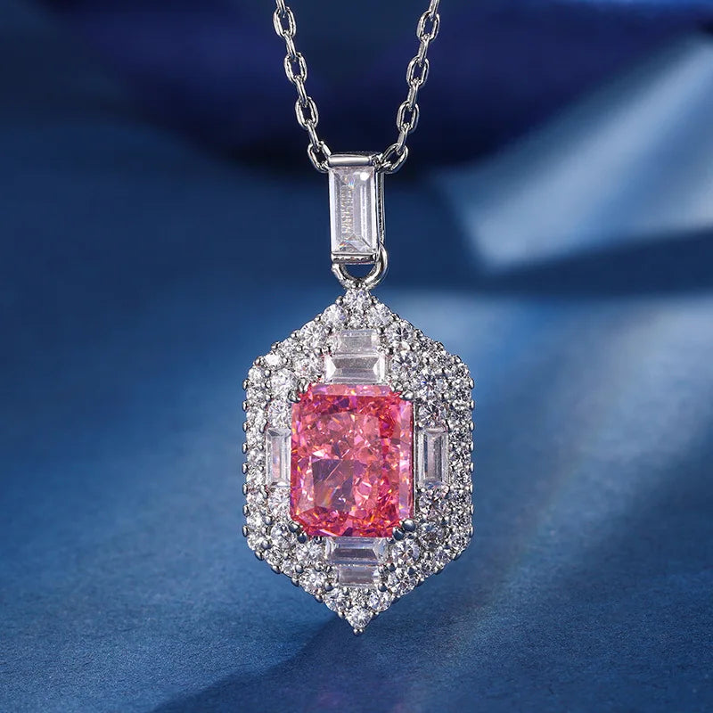 Gemfiori Summer New Product Water Chestnut Pendant High-end Fashion Light Luxury Zircon Ring Earring Set Accessories