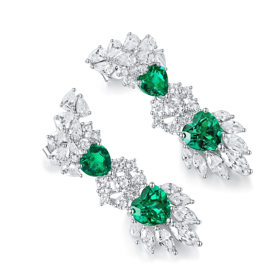 Gemfiori 4.7ct Certificate 925 Sterling Silver Women's Earrings Custom Lab Grown Gemstone Diamond Heart Design Jewelry