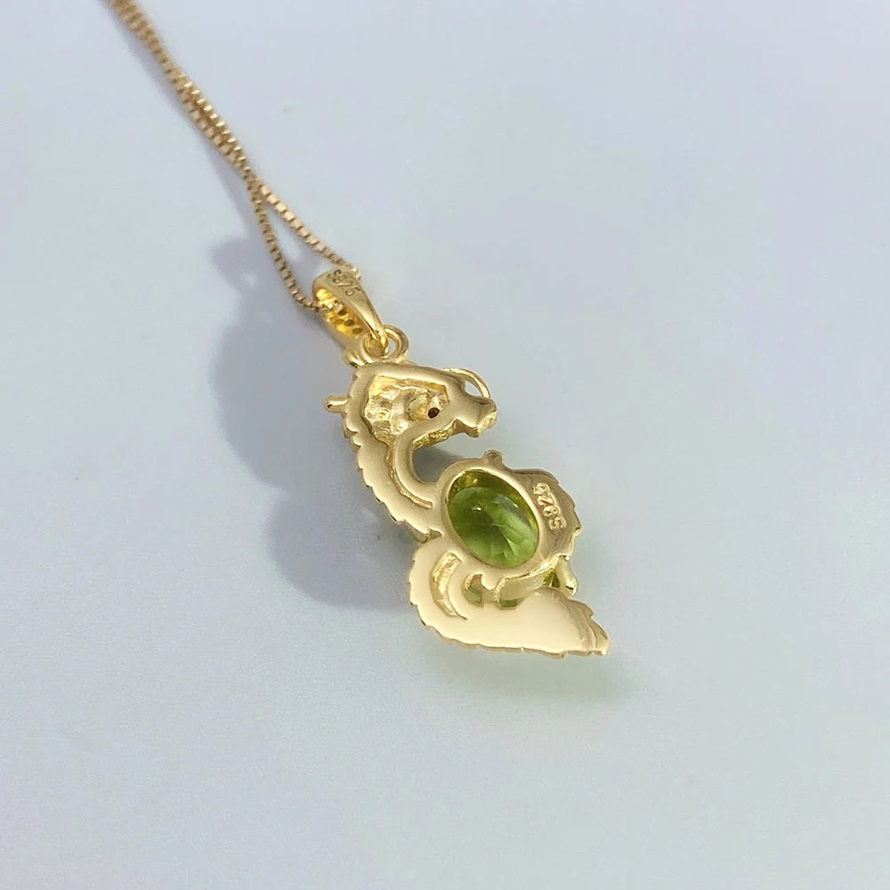 Gioiellieri Luxury Peridot Pendant with S925 Sterling Silver Natural Green Gemstone Fine Jewelry for Wedding Anniversary Gift 925 Stamped