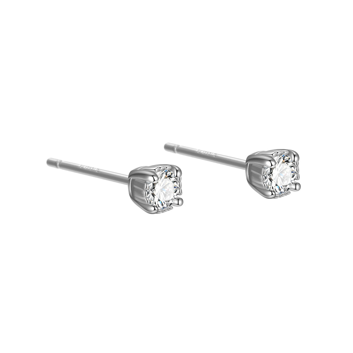 Trendy 925 Sterling Silver Stud Earring Bezel Claw Round White/Red/Blue/Black Colorful 5A CZ Earrings Gift for Women Mom