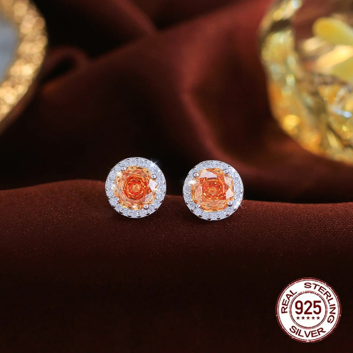 S&S 925 Sterling Silver 8mm Rose-Cut CZ Stud Earrings – 4 Colours – Collection