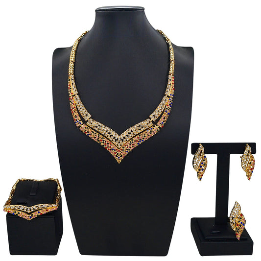 Zhuerrui Nigerian 18k Gold Plated Jewelry Set Brazil Gold Designer Wedding Jewellery Set Fashion Necklaces Jewelry SetsHB01614