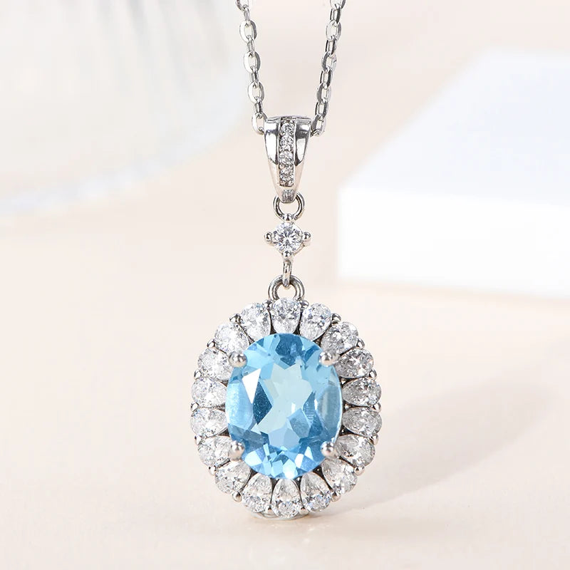 Gioiellieri Healing Stones Natural Crystal Beautiful Polished Blue Topaz Garnet Peridot Pendant 925 Sterling Silver Jewelry Charms