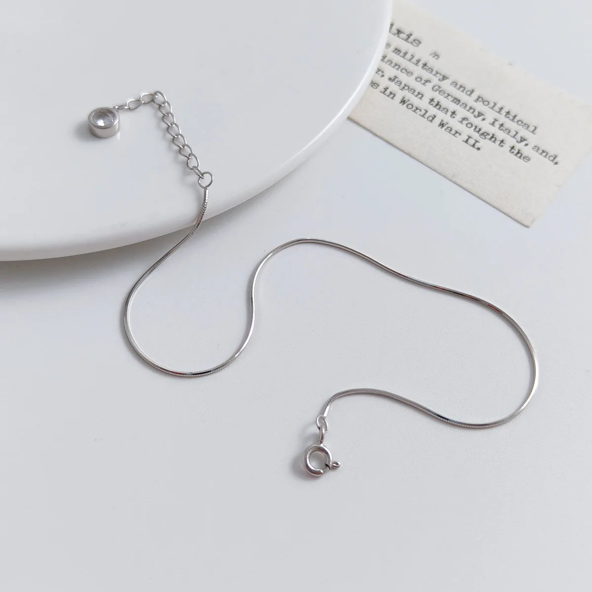 VEWANT Fashion 925 18k Gold Plated Women's Anklet Whole Sale With One Piece Bezel Stone 925 Silver Snake Chain Anklet