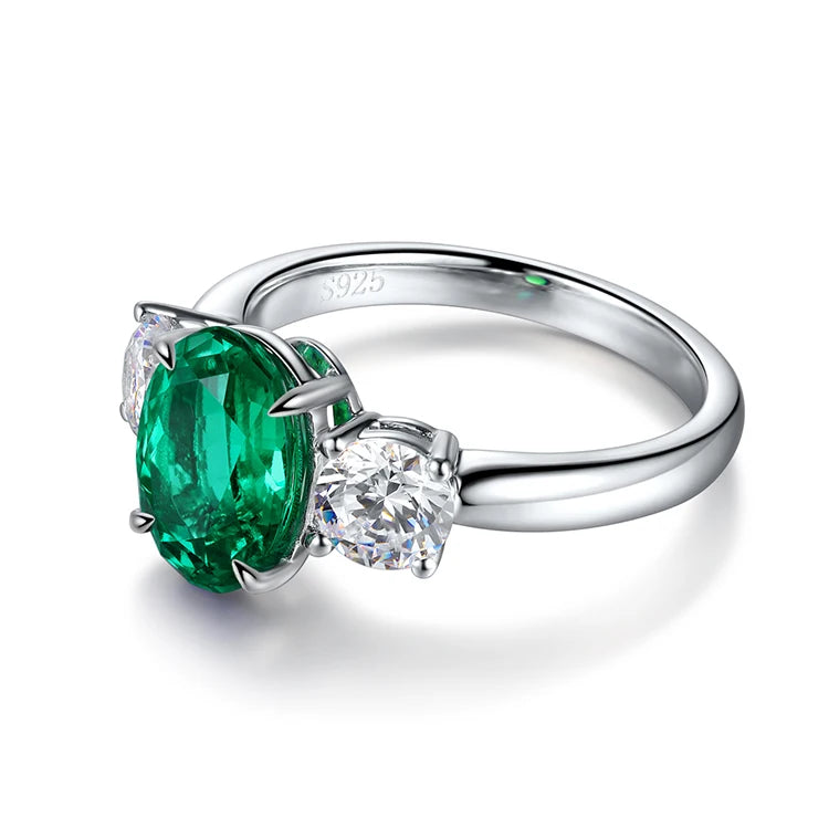 Gemfiori New Arrival Fashion Jewelry 925 Silver 2.28ct Colombian Green Emerald Stone Ring Ladies
