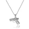 BiG-BOSS Trendy Necklace Stainless Steel 18k Gold Plated Rose Gun Pendant Rope Chain Men Hiphops Hand Gun Pendant Maxi Necklace