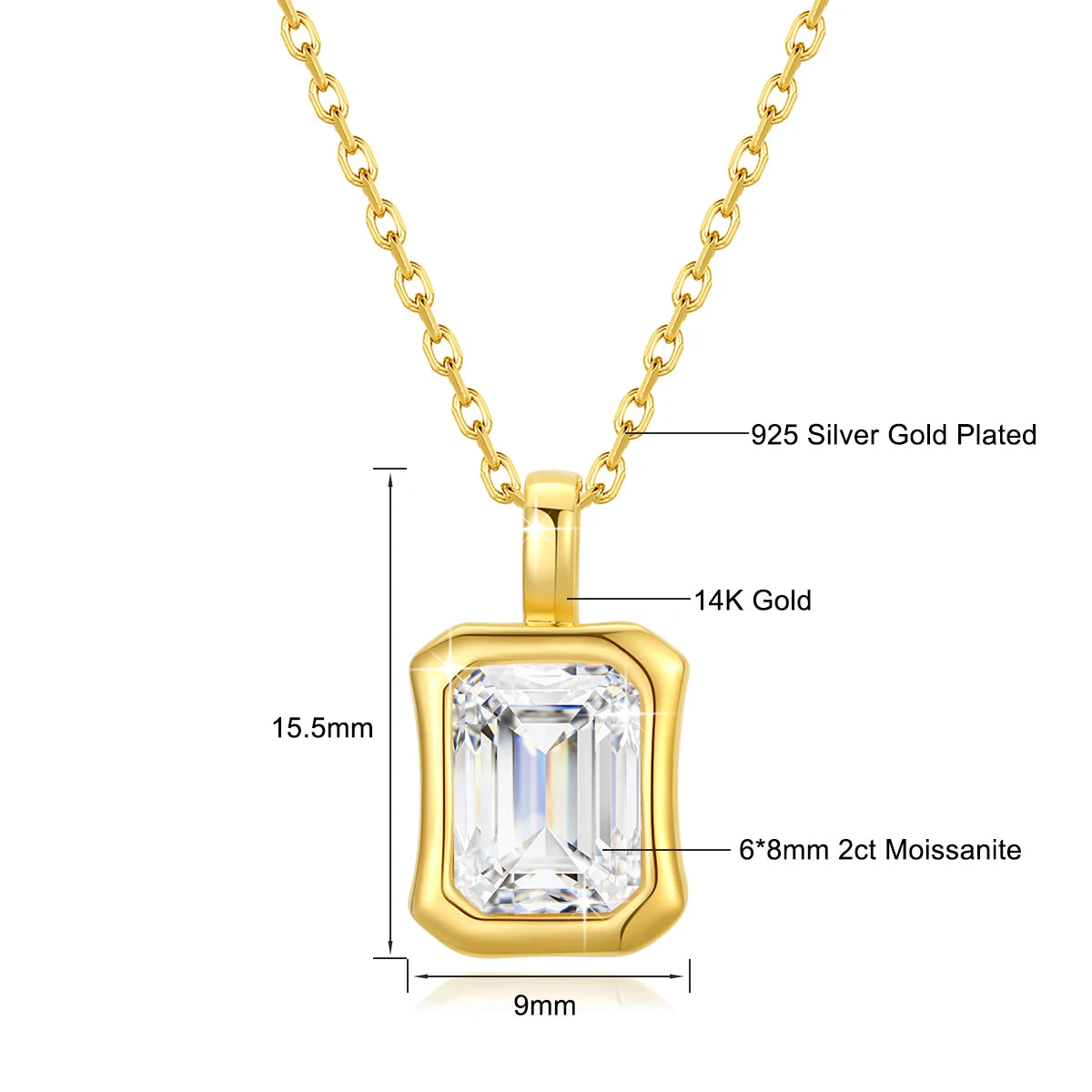 Gioiellieri Factory Certified Bezel Set VVS Mossanite 14K Gold Pendant Link Chain Necklace for Men Women Small Batch Custom Logo Oem Odm