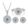 ArtistA Custom 925 Sterling Silver Moissanite Ring Earring and Pendant Necklace Set Matching Bridal Mothers Day Jewelry Set for Women