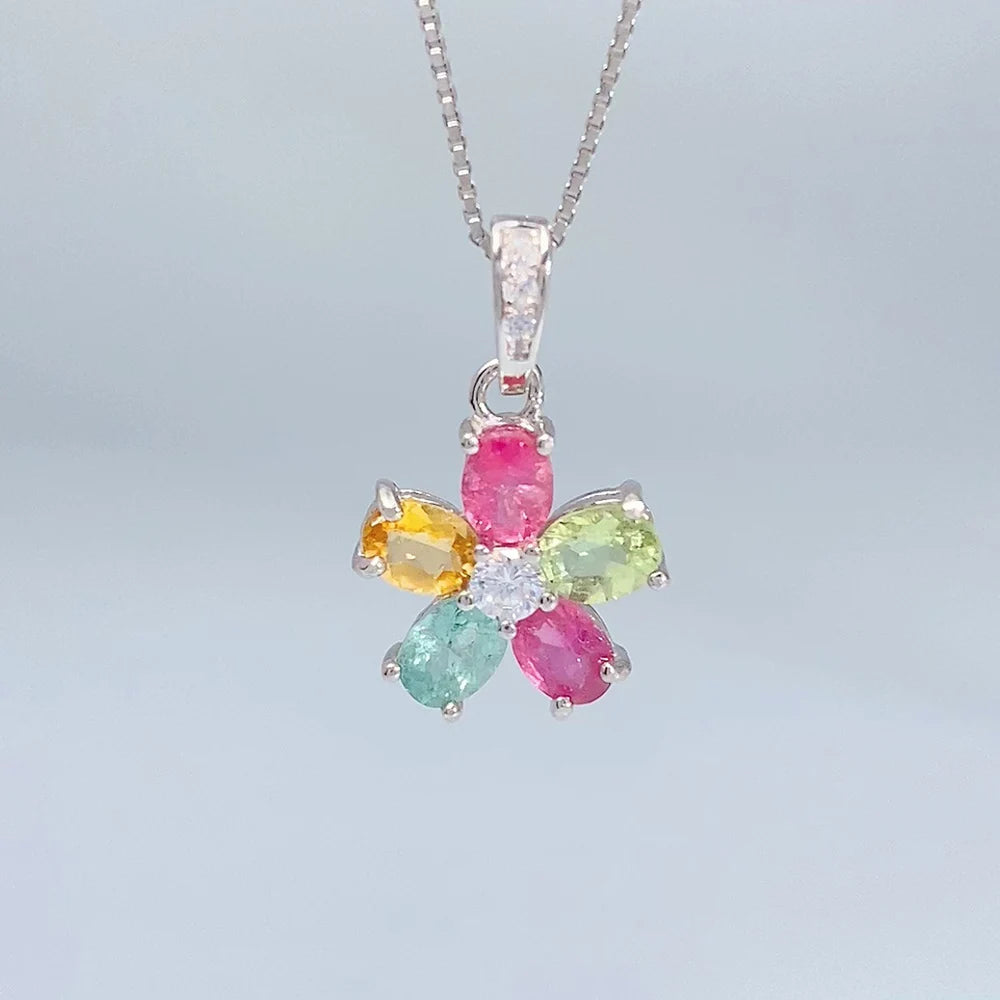 Gioiellieri Natural Tourmaline Pendant 925 Sterling Silver Necklace Fine Jewelry for Women Wedding Bridal Gift Custom Handmade