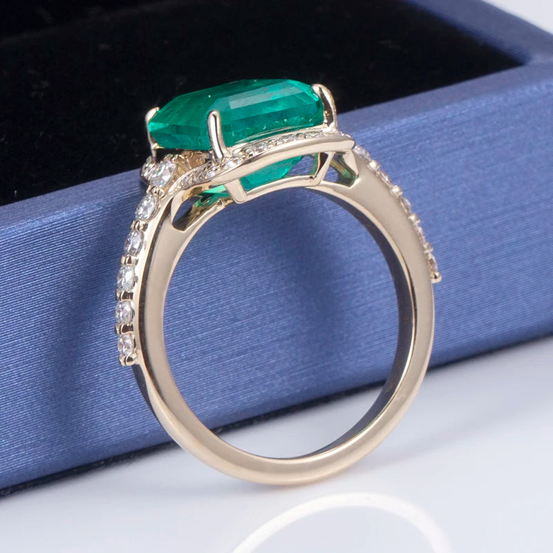 Messi Jewelry MS-622 18k Gold Women Fashion Jewelry Create Emerald Halo Ring