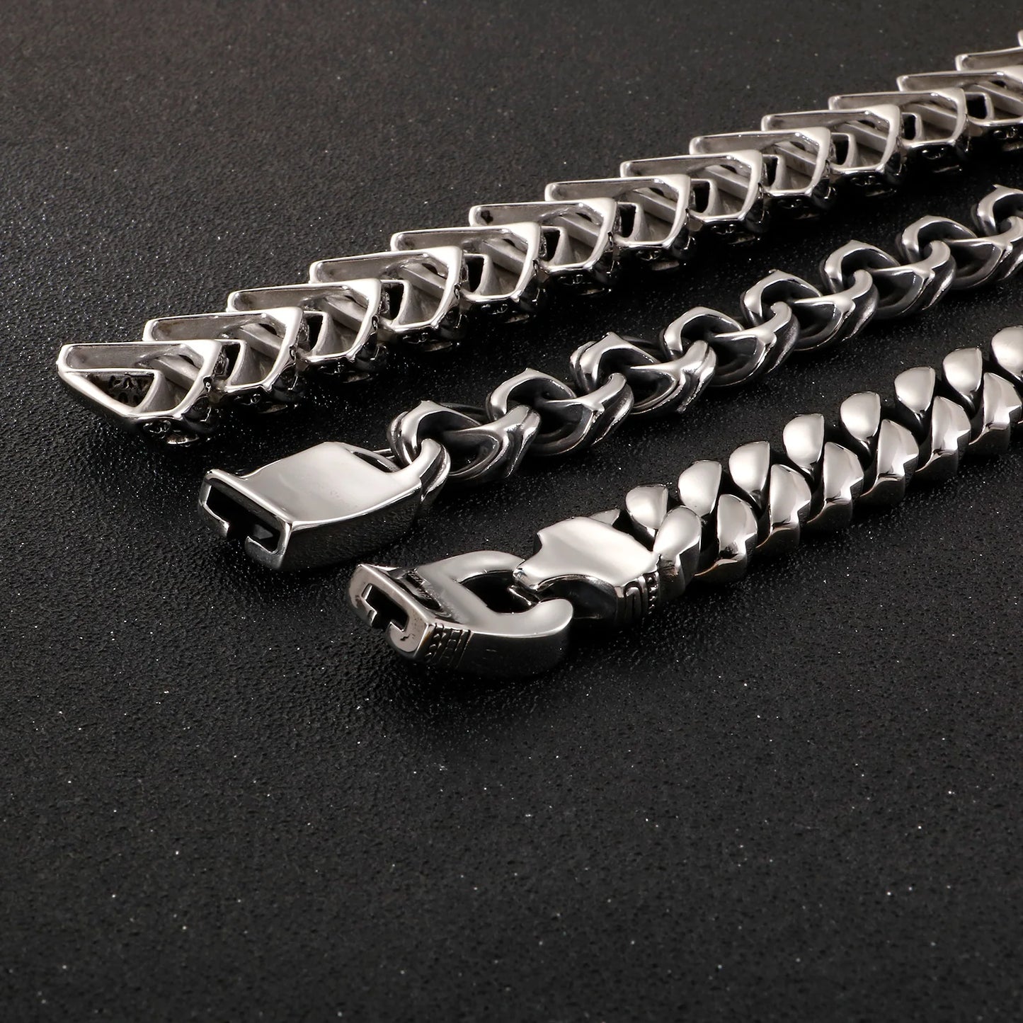 KALEN Punk Personality Bone Chain Stainless Steel Bracelet Man