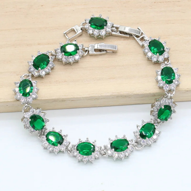 XOTICA 925 Silver Custom Women's Wedding Jewelry Set Zircon Earrings Pendant Necklace Bracelet Ring Gift Set Alloy Material for Parties