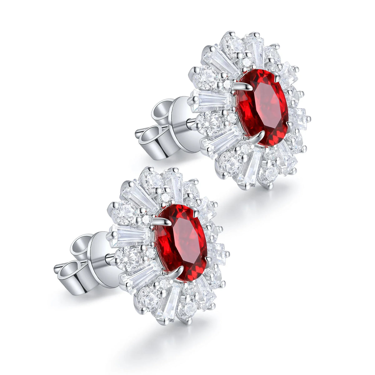 Gemfiori Anster High Quality S925 Lab Grown Ruby Earring Stud Dainty Gemstone Stud Earrings for Women Daily Wear Gift