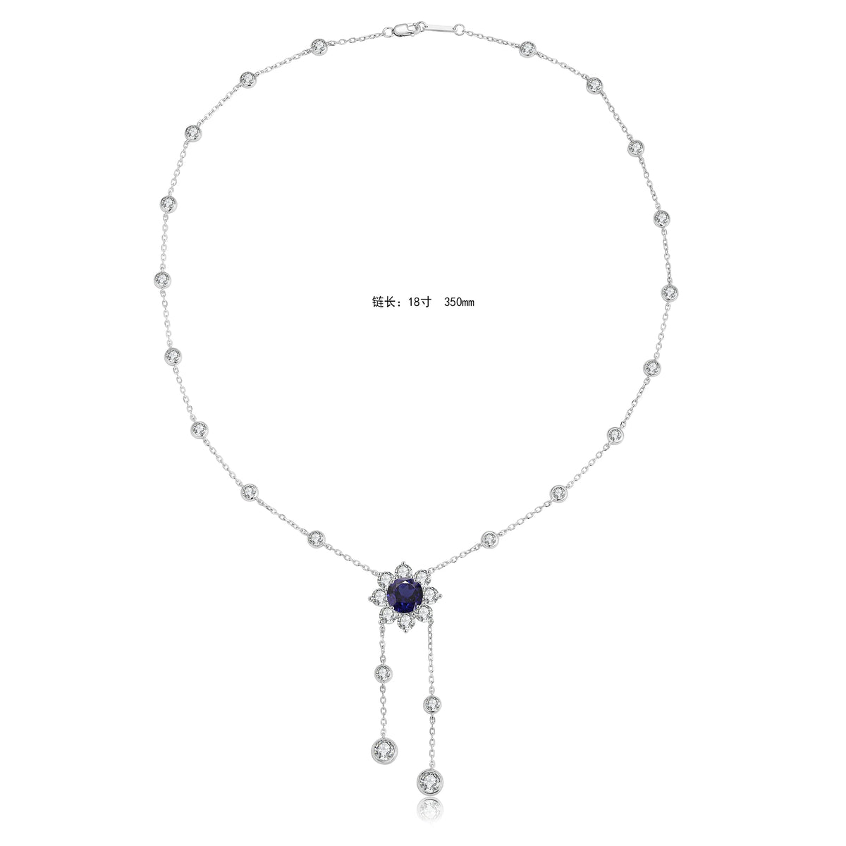 Gemfiori Anster 925 Sterling Silver High-quality Cultivated Sapphire Necklace - Suitable for Parties or As a Gift