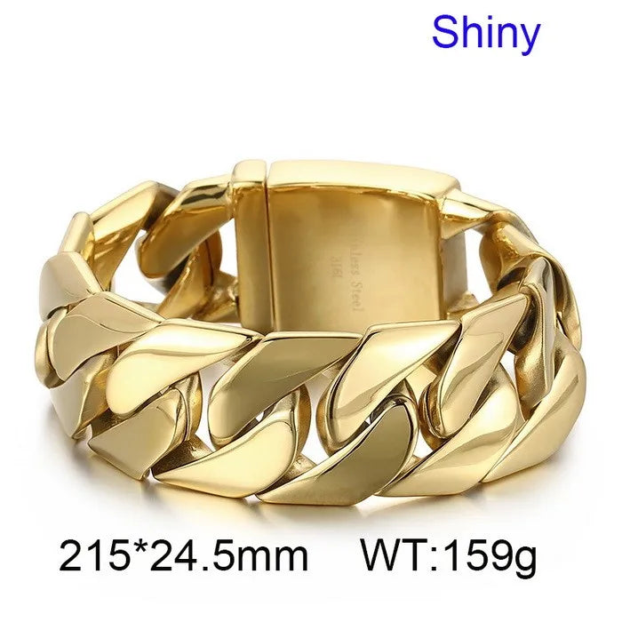 REBEL Men Hip Hop Stainless Steel Jewelry Set Cuban Links Fashion Bracelets Fashion Necklaces