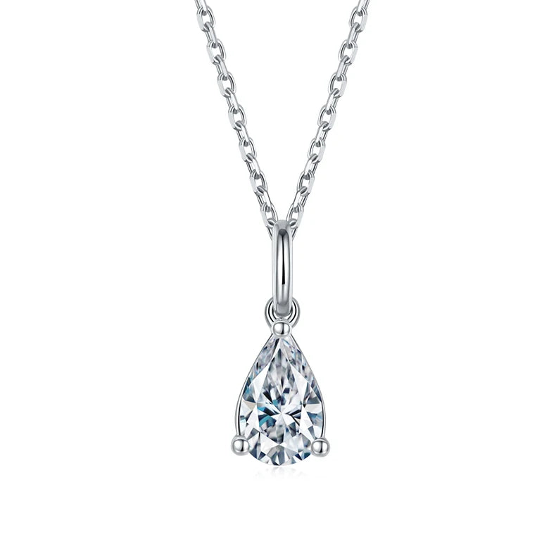 REDheart 925 Sterling Silver Earrings Pear Shaped Diamond Necklace Brilliant Cut D Color Moissanite Necklace Sets for Wedding