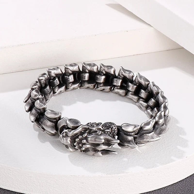 KALEN Vintage Black Keel Chain Bracelets & Bangles Stainless Steel Charms Dragon Head Bracelet Pulseras Para Hombre Premium