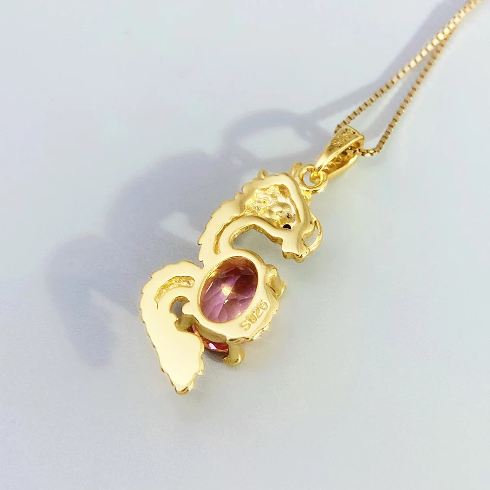 Gioiellieri Natural Pink Topaz Pendant with Oval Cut Large Pink Stone for Statement Jewelry in 925 Sterling Silver with VVS Clarity