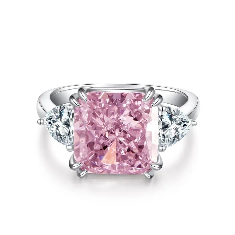 Wholesale Waterproof 5A 8A Pink Cubic Zirconia Rings 925 Sterling Silver OEM ODM Custom Factory Direct Ring Jewelry Manufacturer