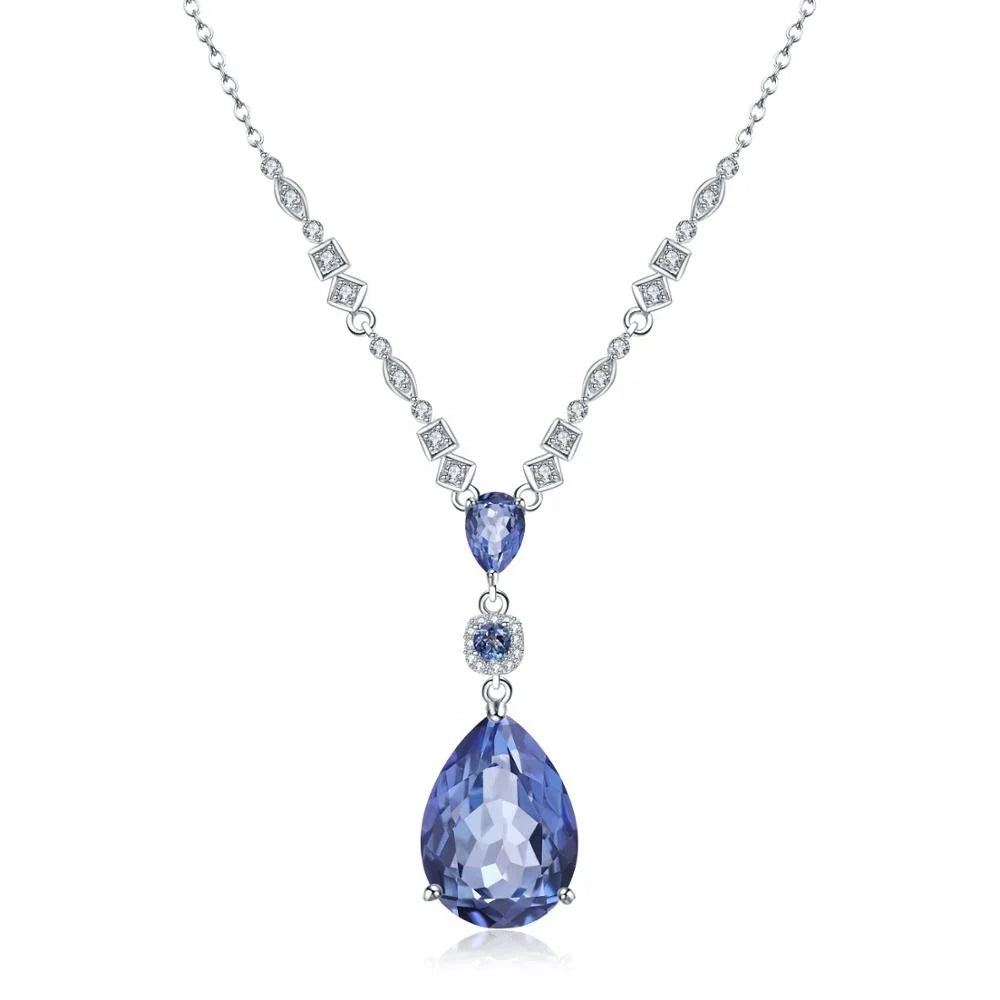 ArtistA Abiding Pendants Natural Mystic Quartz Iolite Stone Fashion Luxury 925 Sterling Silver Jewelry Necklace for Women