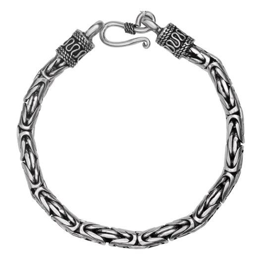 Byzantine Chain Link Asian Dragon Eye and Hook Antiqued 925 Argent Natural Stone Classic Pure Silver Chain Bracelet