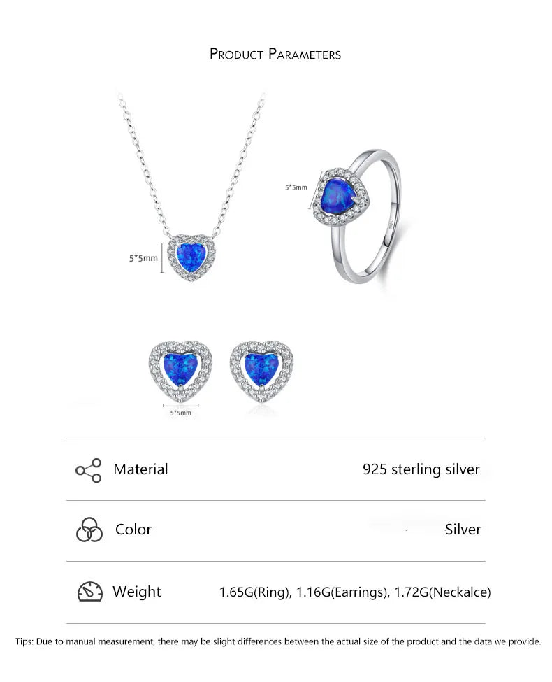 S&S 925 Silver Heart Zircon Bridal Jewellery Set | Rhodium Plated Ring, Necklace & Earrings | S&S Collection