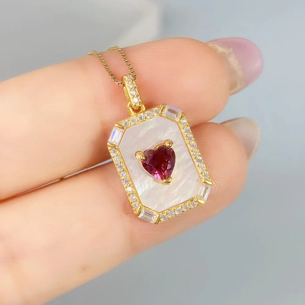 Gioiellieri Natural Pyrope Garnet S925 Silver Pendant with Red Crystal Gemstone for Women Luxury Jewelry January Birthstone Healing Stone
