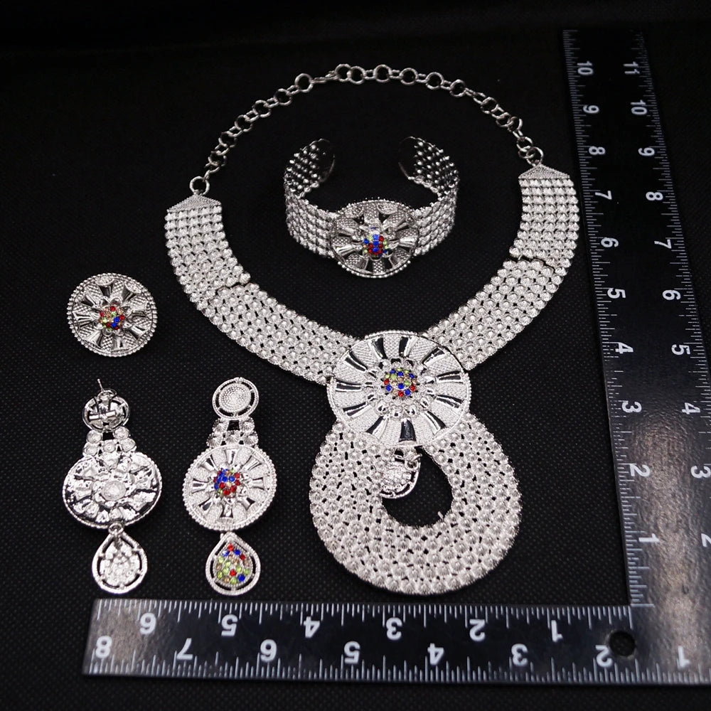 Italian Jewelry Set Alloy Brazilian Jewelry Sets Wedding Party Pendant Spiral Necklace Bracelet Ring Earrings Jewelry Set I0121