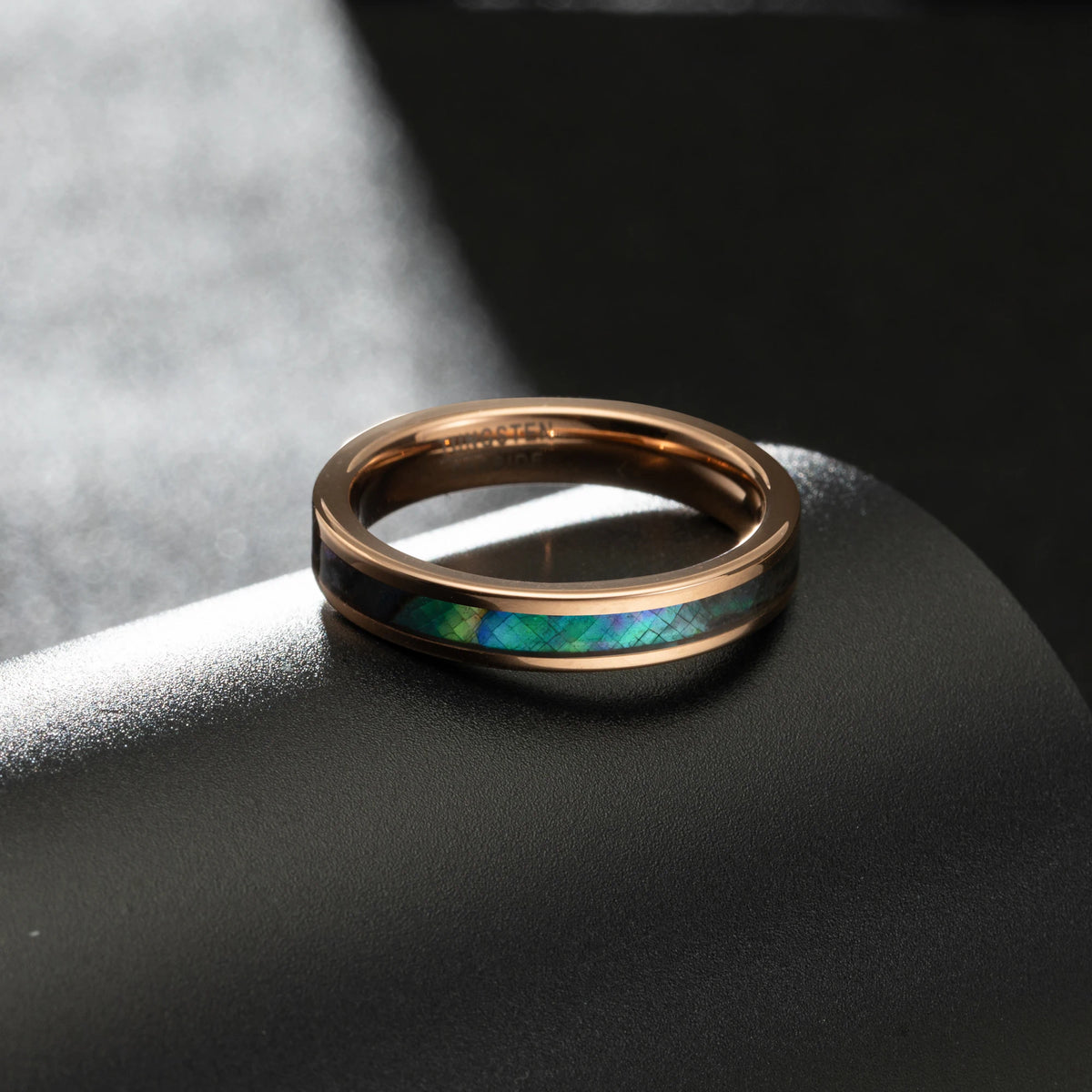 REBEL 4mm Golden Rose Golden Two Colors Optional Inlaid Abalone Shell Paper Tungsten Men's or Lady's Unisex Ring Jewelry Gift