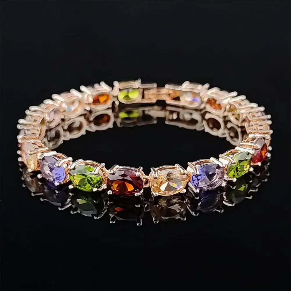 Exquisite High-End Tennis Chain High Quality Colorful Zircon Bracelet Personalized Fashion Style