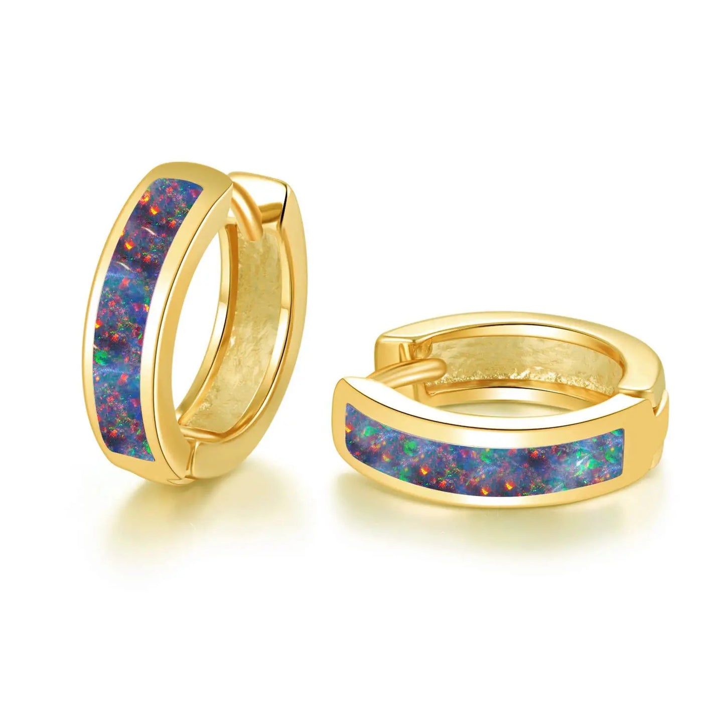 Australian Style Luxury Small Opal Stud Earrings in Silver Plated Brass for Girls with Small Ears Gift