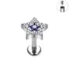 ASTM F136 Titanium Helix Earring Labret 16G Star Shape CZ Paved Internal Thread Punk Style Nose Studs Piercing Jewelry Wholesale