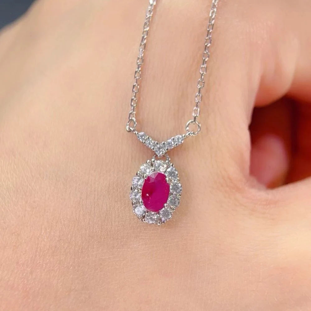 Gioiellieri Natural Ruby Bar Pendant 925 Sterling Silver July Birthstone Necklace Earth Mined Minimalist Modern Gemstone Jewelry