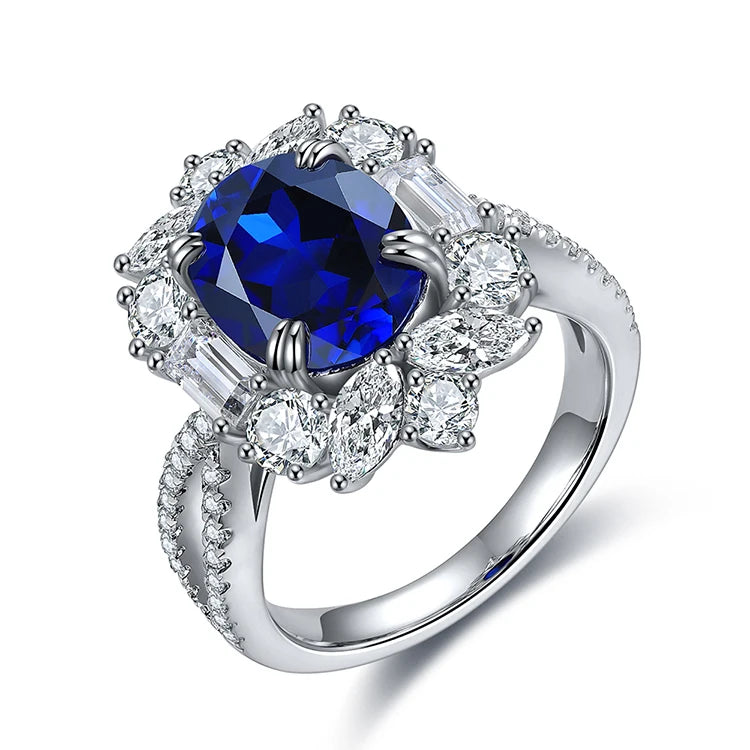 Gemfiori Factory Direct Sale 925 Sterling Silver High Quality Sapphire Gemstone Ring