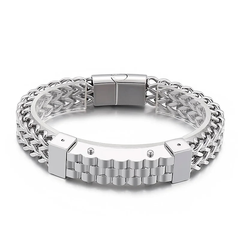 KALEN Punk Personality 18K Gold Plating Woven Chain Bracelets Men Stainless Steel Jewelry Bracelet