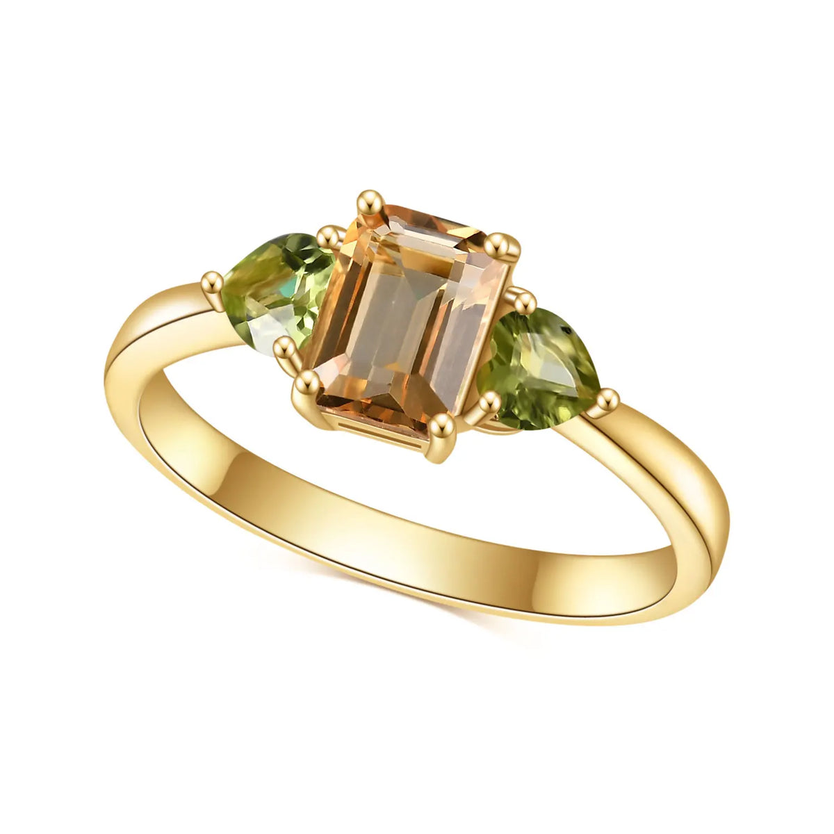 ArtistA Abiding Delicate Women Jewelry Three Stone 925 Sterling Silver Citrine Cz Lab Pink Sapphire Yellow God Plated Engagement Ring
