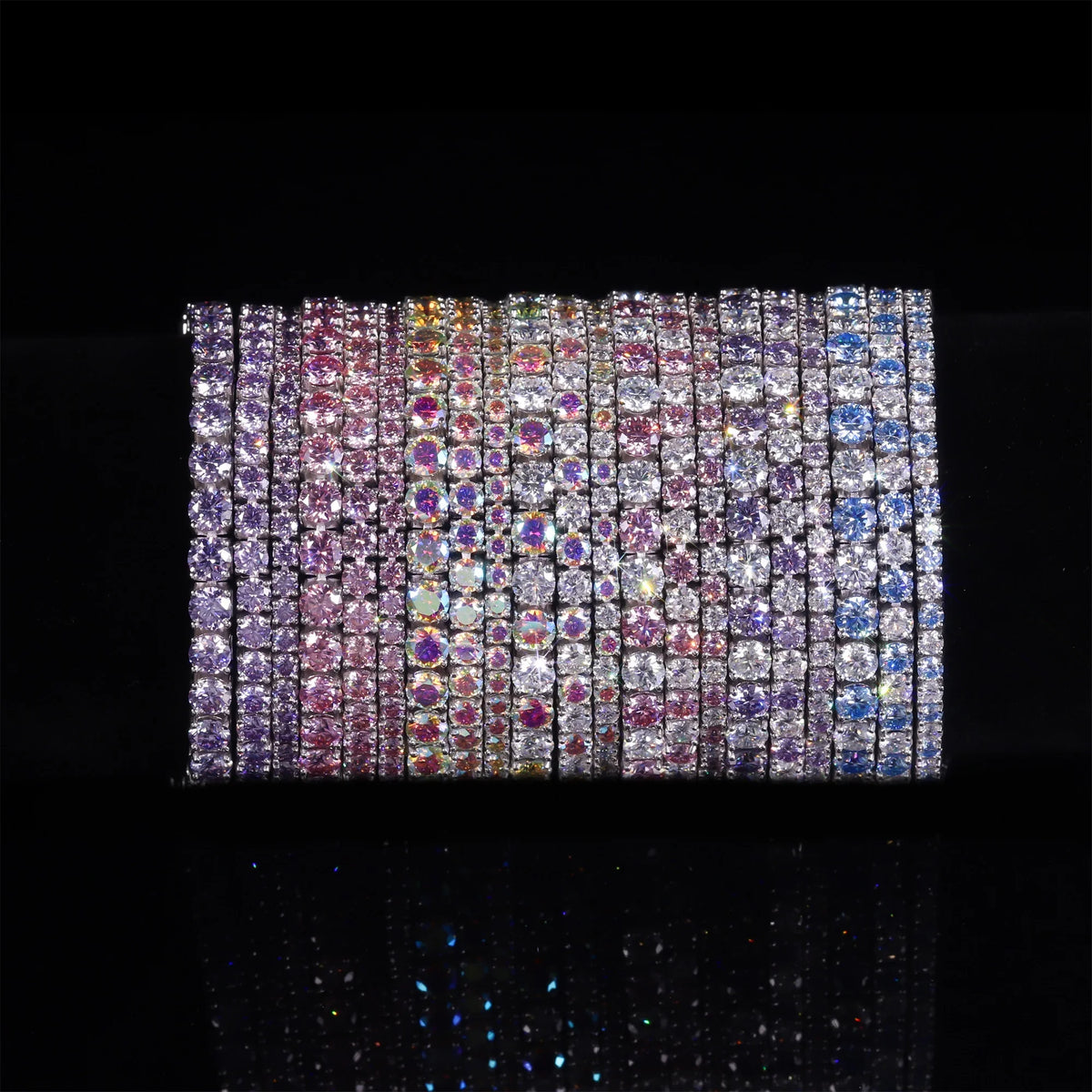 Gemfiori Abiding Colored Moissanite 3mm 4mm 5mm 925 Sterling Silver Tennis Bracelet 4MM 7IN Moissanite Tennis Bracelet in Stock