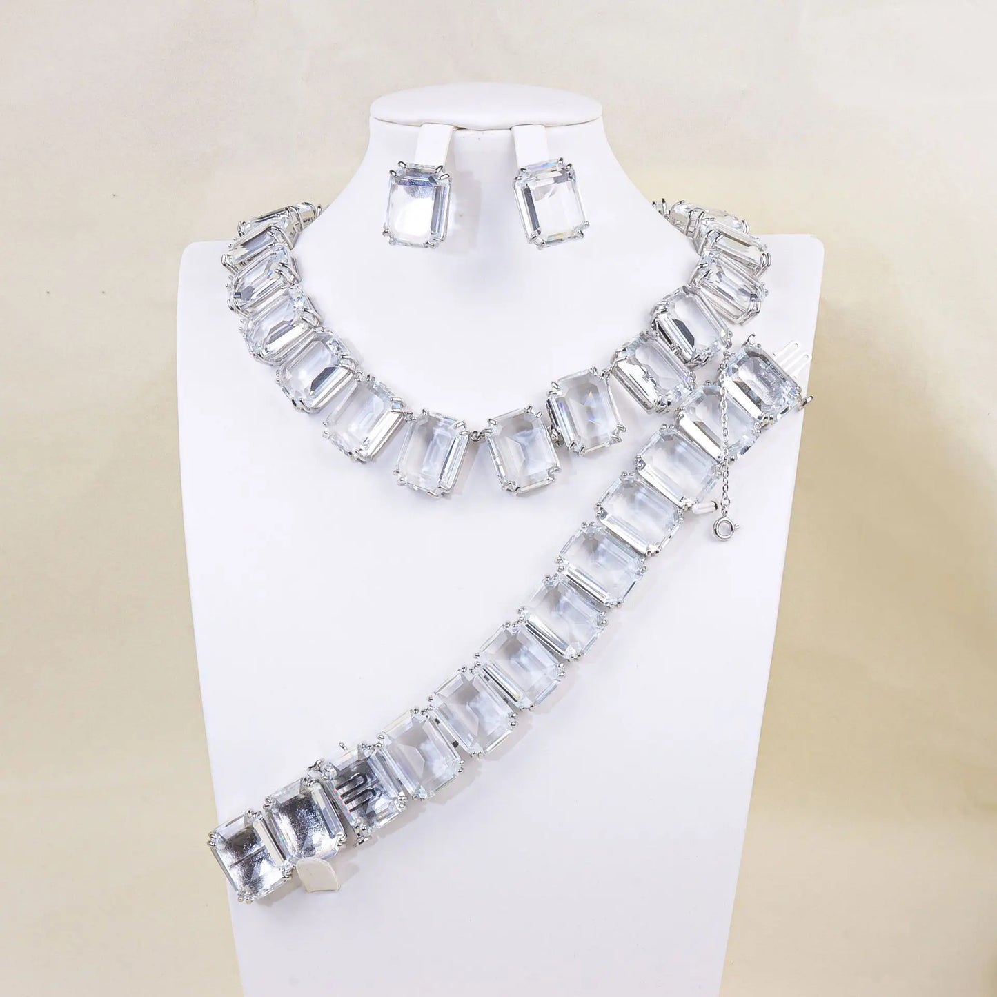 Custom Jewelry Manufacturer Brand Designer Jewelry Set Vintage Big Blue Green Swarov Ski Crystal Necklace Earrings Sets