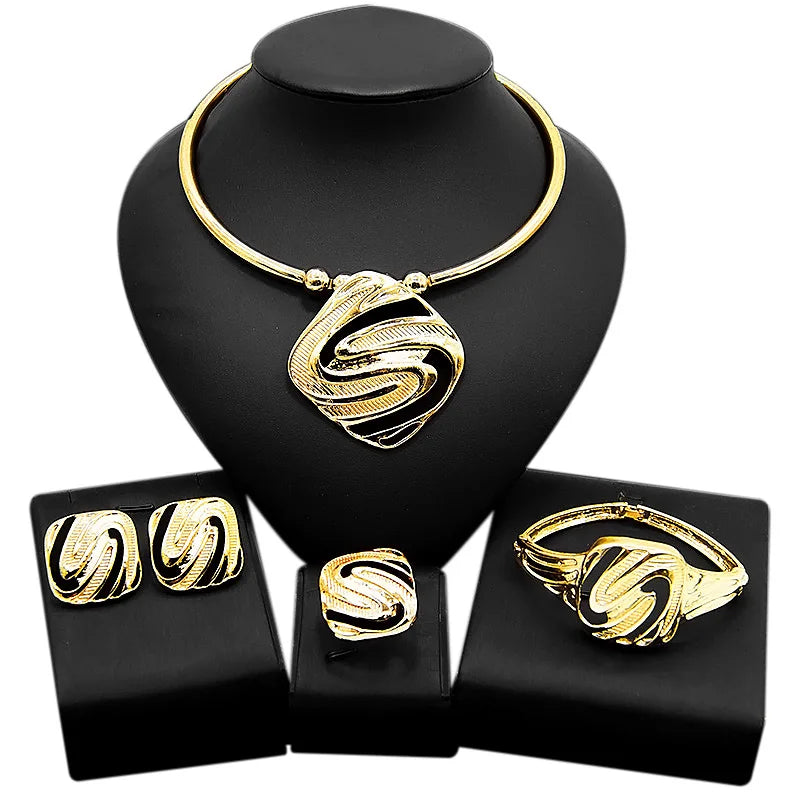 Zhuerrui24K Gold-Plated Luxury Jewelry Set Diamond Butterfly Fashion Beautiful Smart Elegant Fortune Lady Birthday Gift