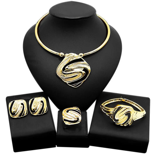 Zhuerrui24K Gold-Plated Luxury Jewelry Set Diamond Butterfly Fashion Beautiful Smart Elegant Fortune Lady Birthday Gift