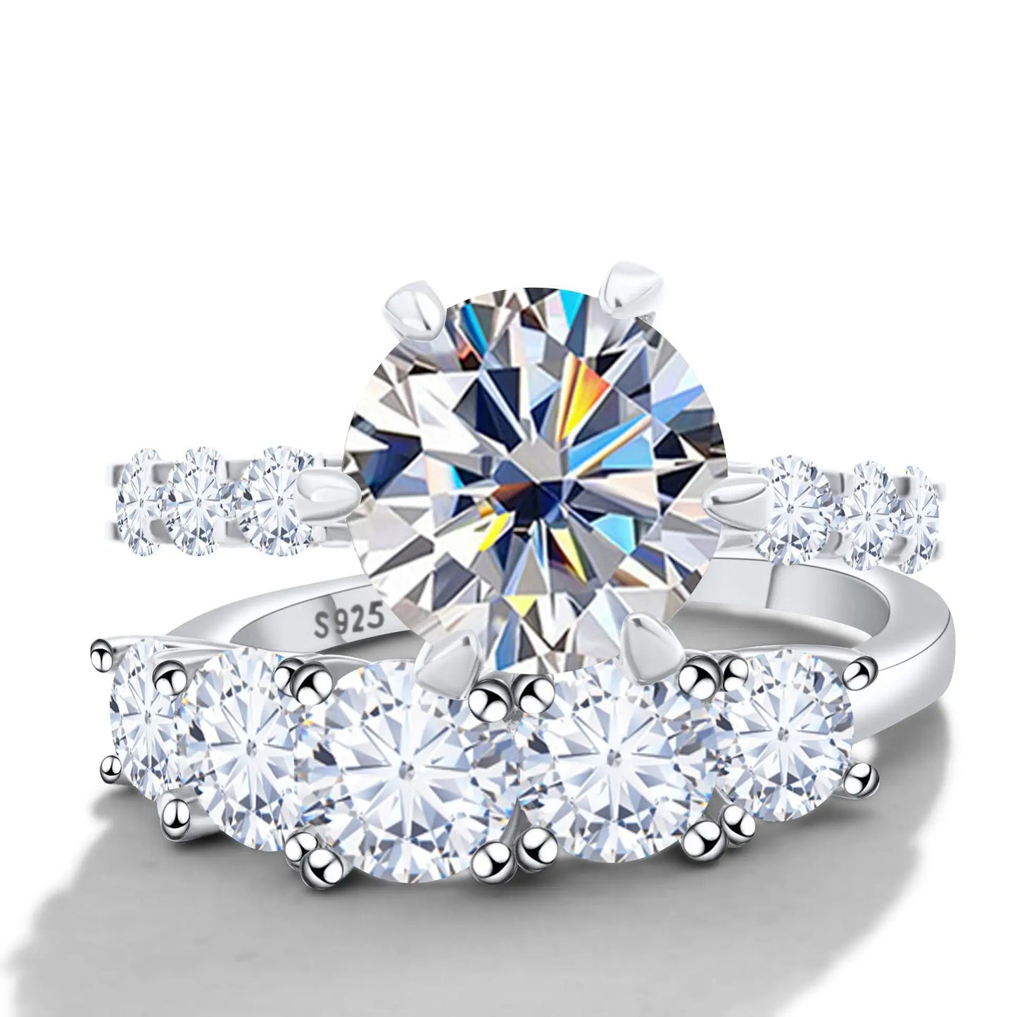 Factory 7.8ct Moissanite Luxury Ring Set with GRA Certificate diamond 925 Sterling Silver Jewelry diamond Ring for Her Wedding