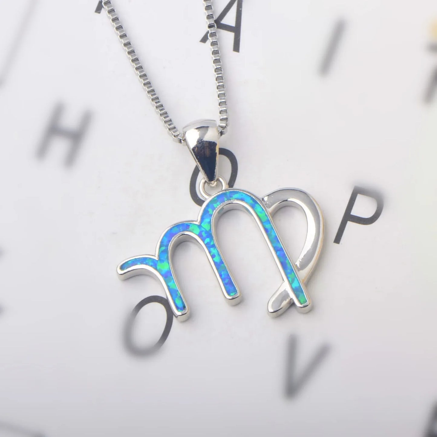 Capricorn Zodiac Pendant - Blue Opal Inlaid Silver Plated Horoscope Jewelry for Women Wholesale