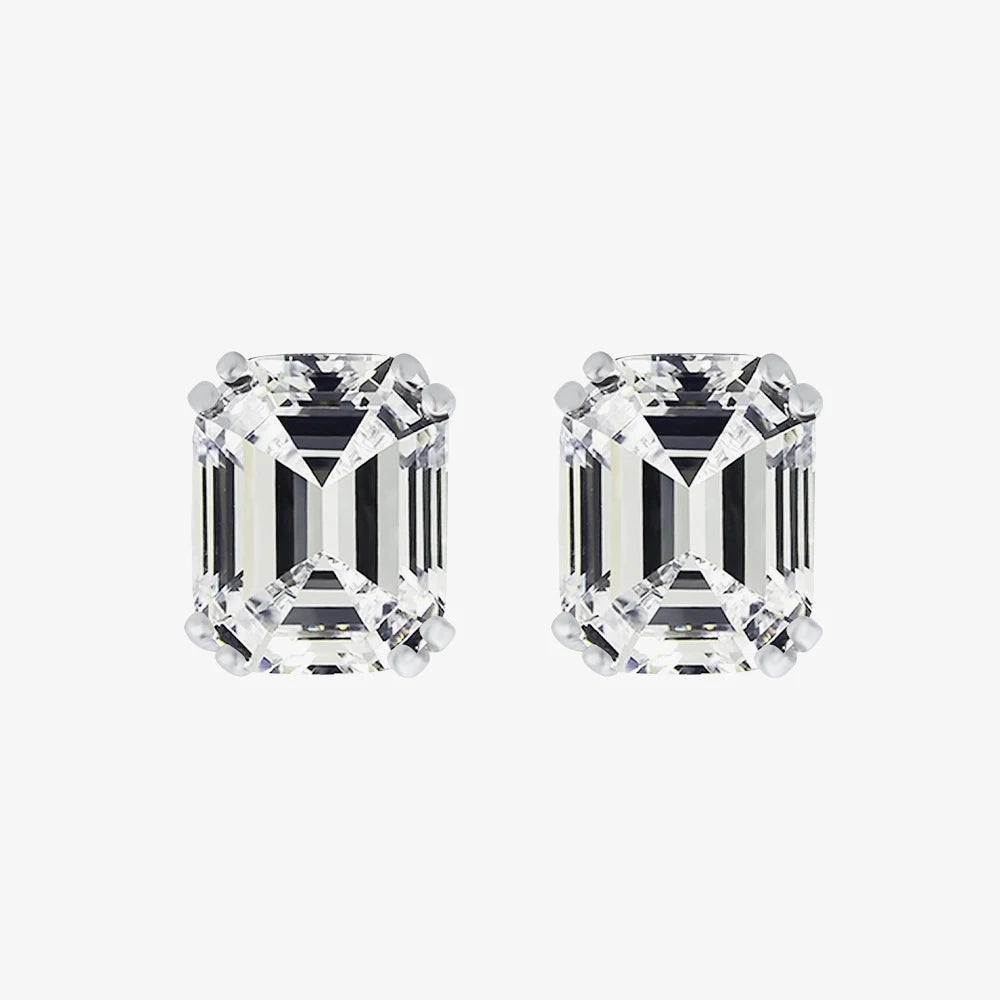 MUSHAN Jewelry Factory 4ct Ass Cut Rectangular Pagoda 8*10 High Carbon Diamond 925 Silver White G Color Stud Earrings for Women