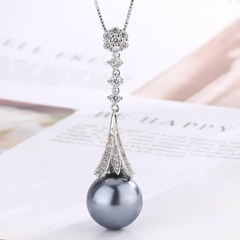 Gemfiori Korean Luxury High-end Pearl Pendant Earring Set with Fashionable and Minimalist Style