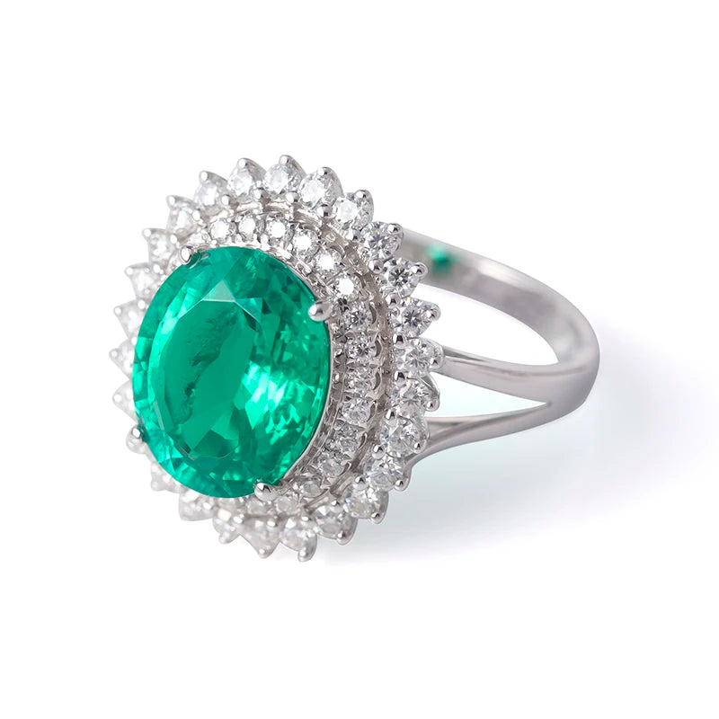 Gemfiori Messi Jewelry European and American White Gold Jewelry Women Man 4CT Egg Emerald Custom Engagement and Wedding Ring