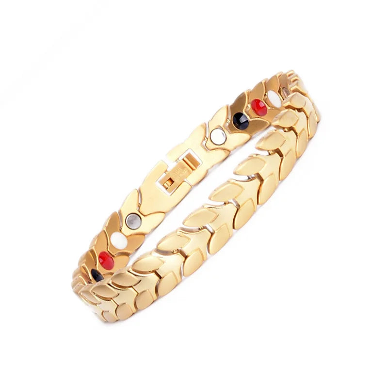 Stainless Steel Couples Magnetic Therapy Bracelet Popular in Europe and the United States Physiotherapy Energy Bracelet